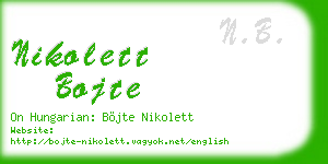 nikolett bojte business card